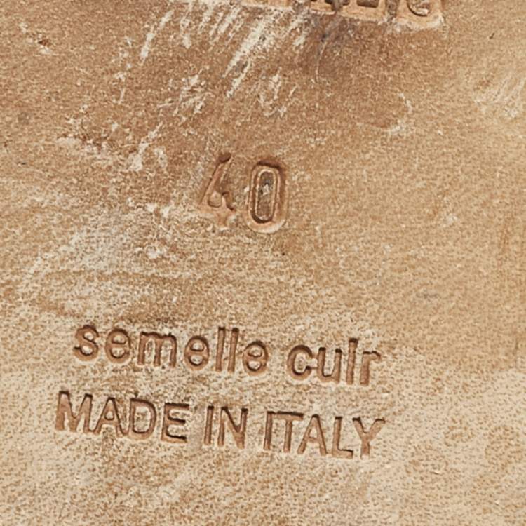 Pre Owned Hermes Blue Ostrich Leather Oran Flat Slide Sandals Size 40