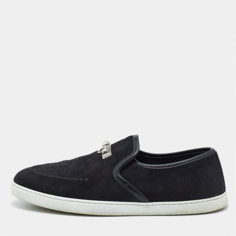 Pre Owned Hermes Black Suede and Leather Jour Loafers Size 38