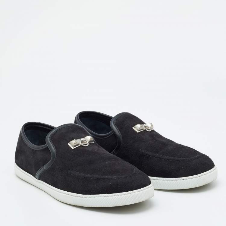 Pre Owned Hermes Black Suede and Leather Jour Loafers Size 38