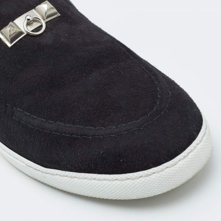 Pre Owned Hermes Black Suede and Leather Jour Loafers Size 38