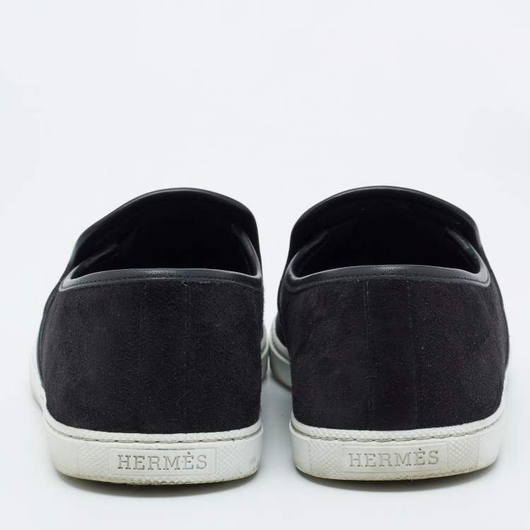 Pre Owned Hermes Black Suede and Leather Jour Loafers Size 38
