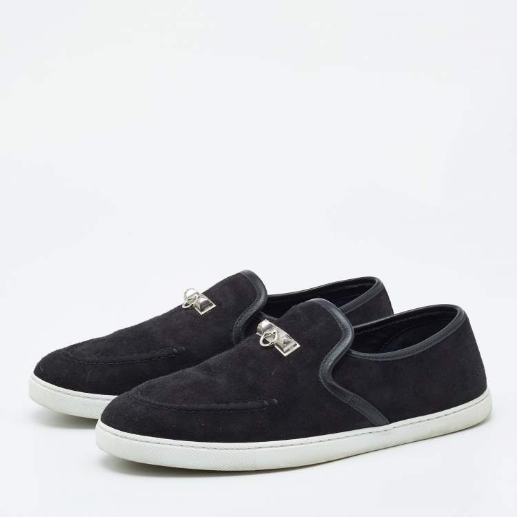 Pre Owned Hermes Black Suede and Leather Jour Loafers Size 38