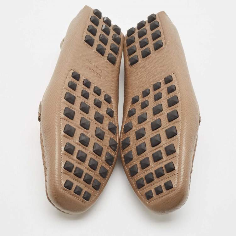 Pre Owned Hermes Brown Leather Irving Loafers Size 37.5
