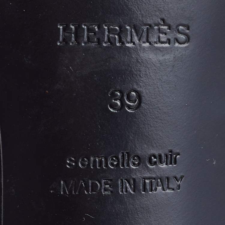 Pre Owned Hermes Black Leather Gigi Slide Sandals Size 39
