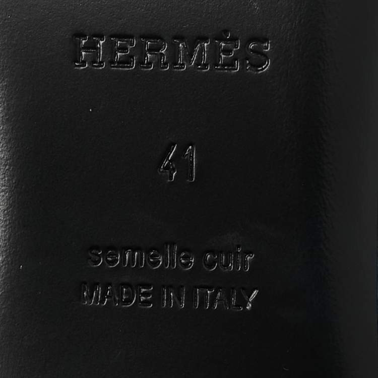 Pre Owned Hermes Blue/Tan Leather Trimmed Denim Lena Mule Size 41