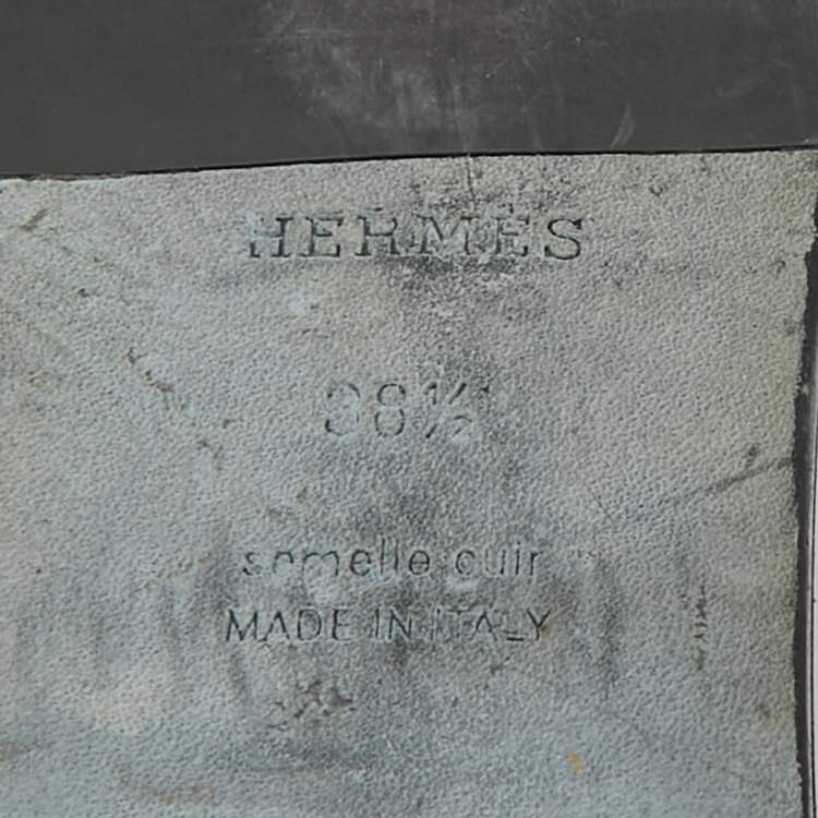 Pre Owned Hermes White Leather Oran Slide Sandals Size 38.5