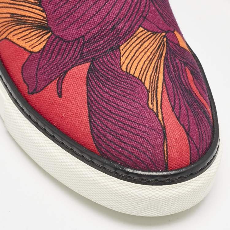 Pre Owned Hermes Multicolor Abstract Print Canvas Slip On Sneakers Size 39