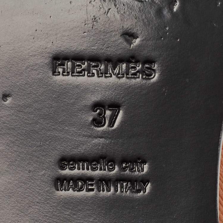 Pre Owned Hermes Brown Leather Destin Loafers Size 37