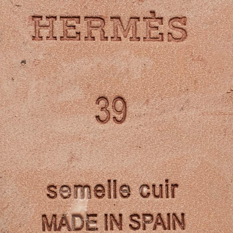 مملوكة مسبقًا Hermes Black Leather Tipoli Espadrille Wedge Sandals Size 39