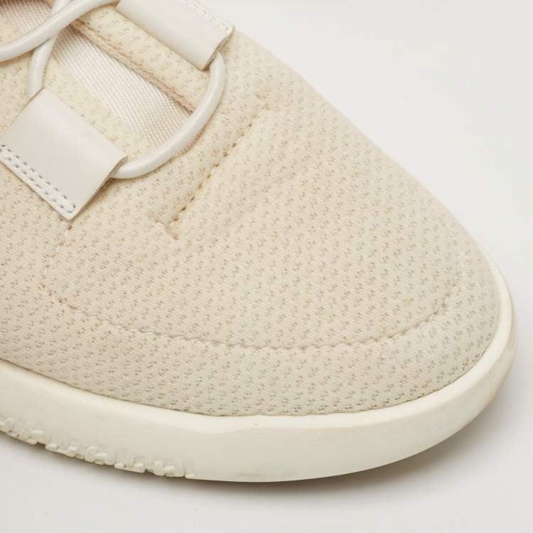 Pre Owned Hermes White Fabric and Leather Team Low Top Sneakers Size 39