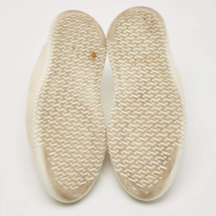 Pre Owned Hermes White Fabric and Leather Team Low Top Sneakers Size 39
