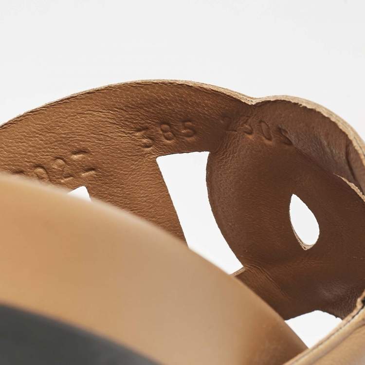 Pre Owned Hermes Brown Leather Extra Sandals Size 38.5