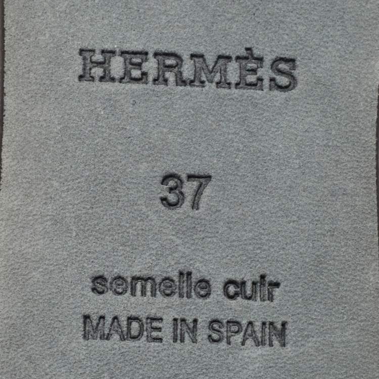 Pre Owned Hermès Black Leather Ithea 30 Espadrille Platform Sandals Size 37