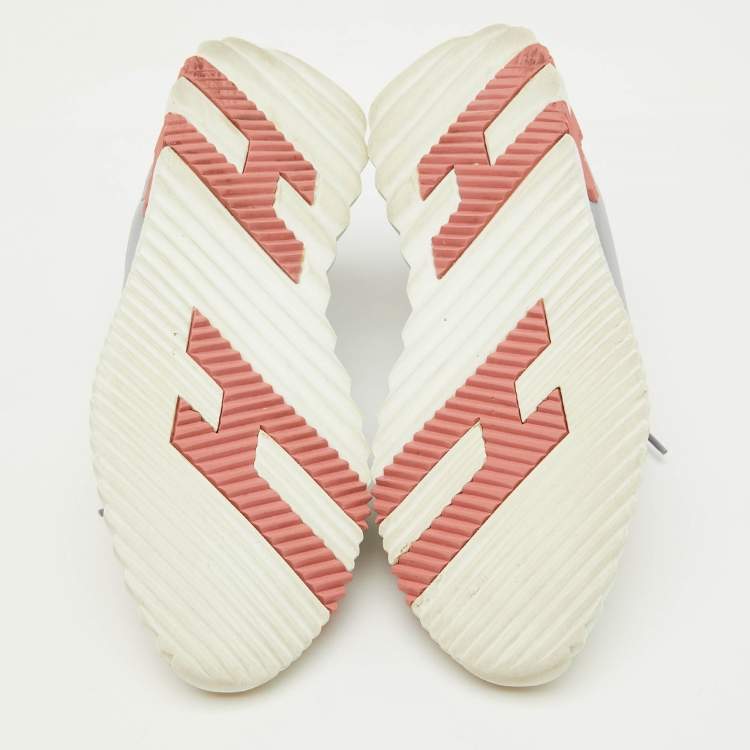 Pre Owned Hermes Multicolor Neoprene and Suede Bouncing Sneakers Size 38.5