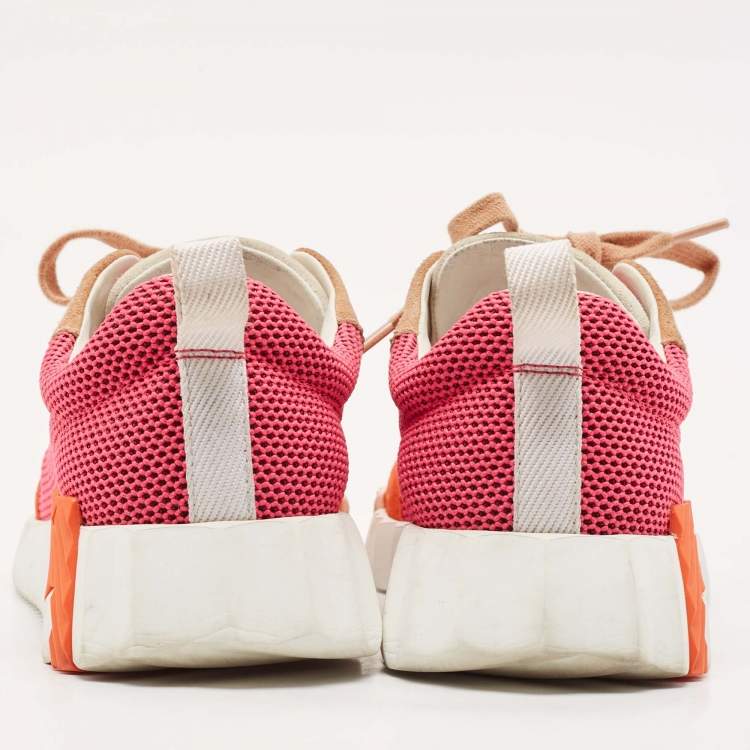 Pre Owned Hermes Multicolor Mesh and Suede Bouncing Sneakers Size 36