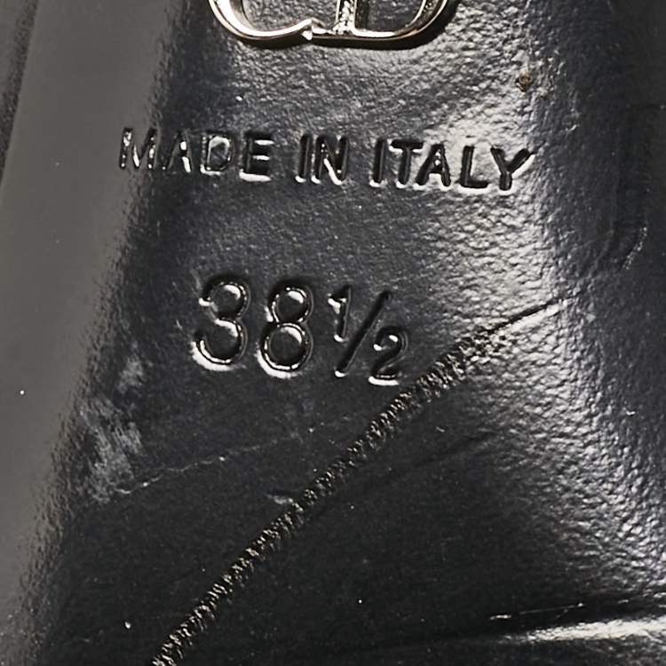 Pre Owned Dior Black Leather Block Heel Ankle Strap Pumps Size 38.5