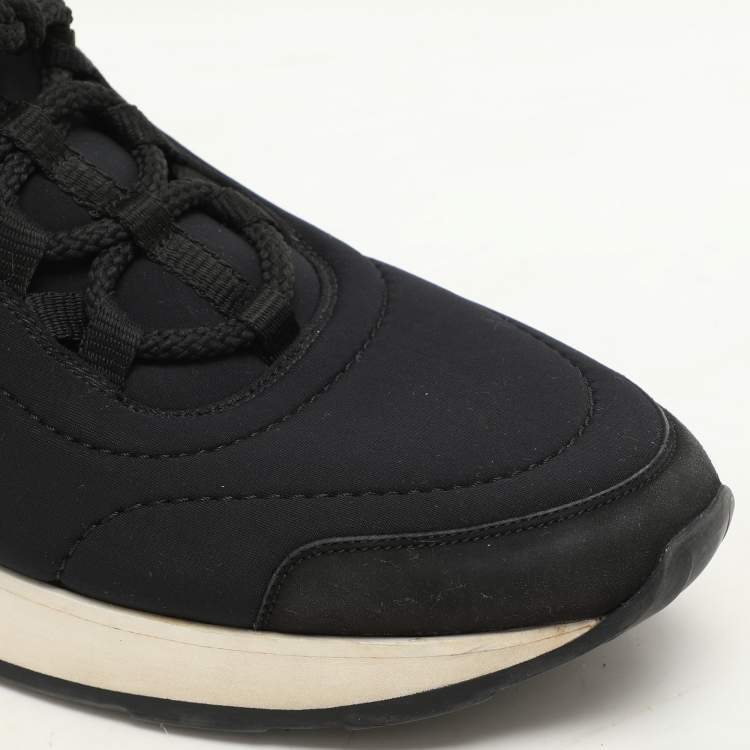 Pre Owned Hermes Navy Blue Neoprene Miles Low Top Sneakers Size 39.5