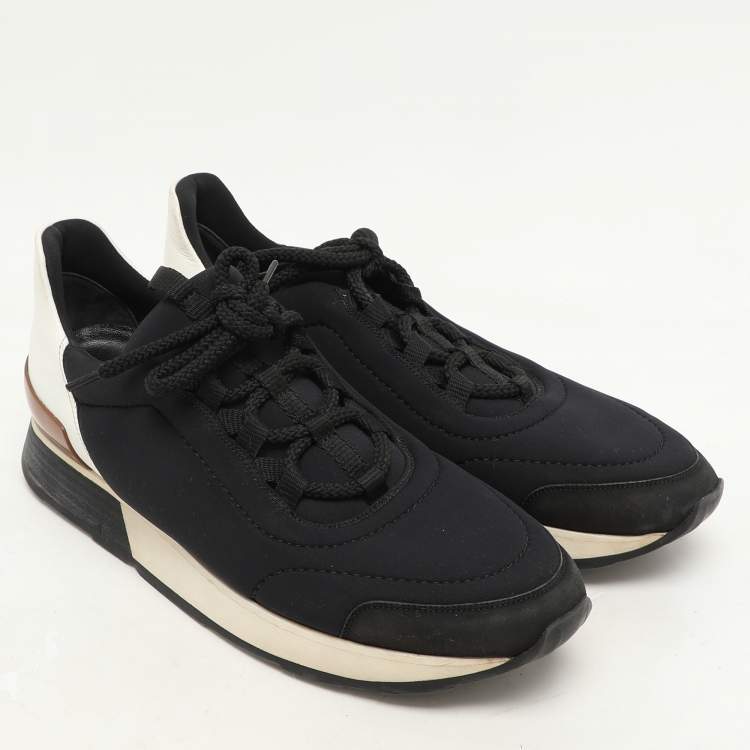 Pre Owned Hermes Navy Blue Neoprene Miles Low Top Sneakers Size 39.5
