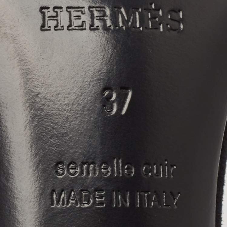 Pre Owned Hermes Black Suede Crystal Embellished Heden Sandals Size 37