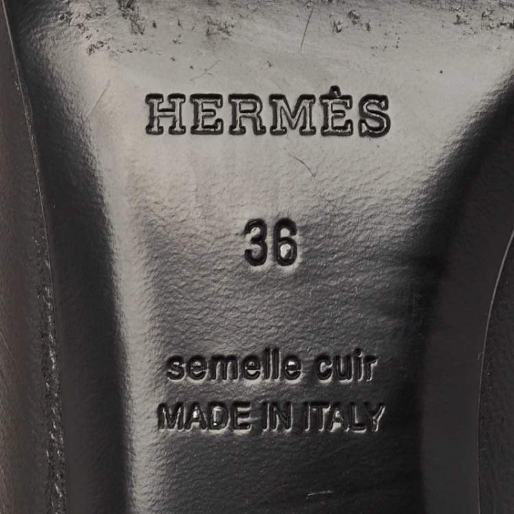 Pre Owned Hermes Black Leather Jackie Slingback Pumps Size 36