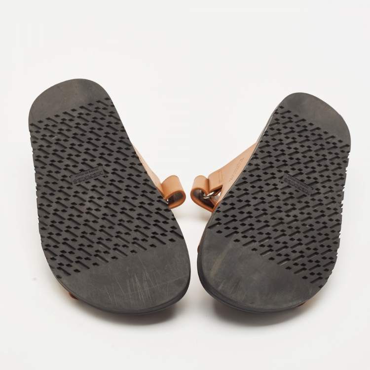 Pre Owned Hermes Brown Leather Chypre Sandals Size 37