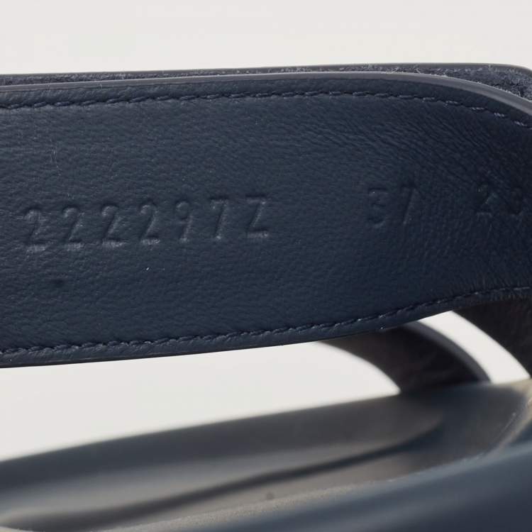 Pre Owned Hermes Navy Blue Suede Chypre Sandals Size 37