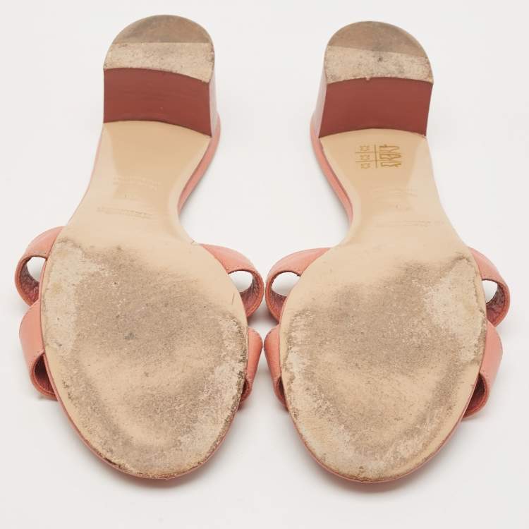 Pre Owned Hermes Pink Leather Oasis Slide Sandals Size 41
