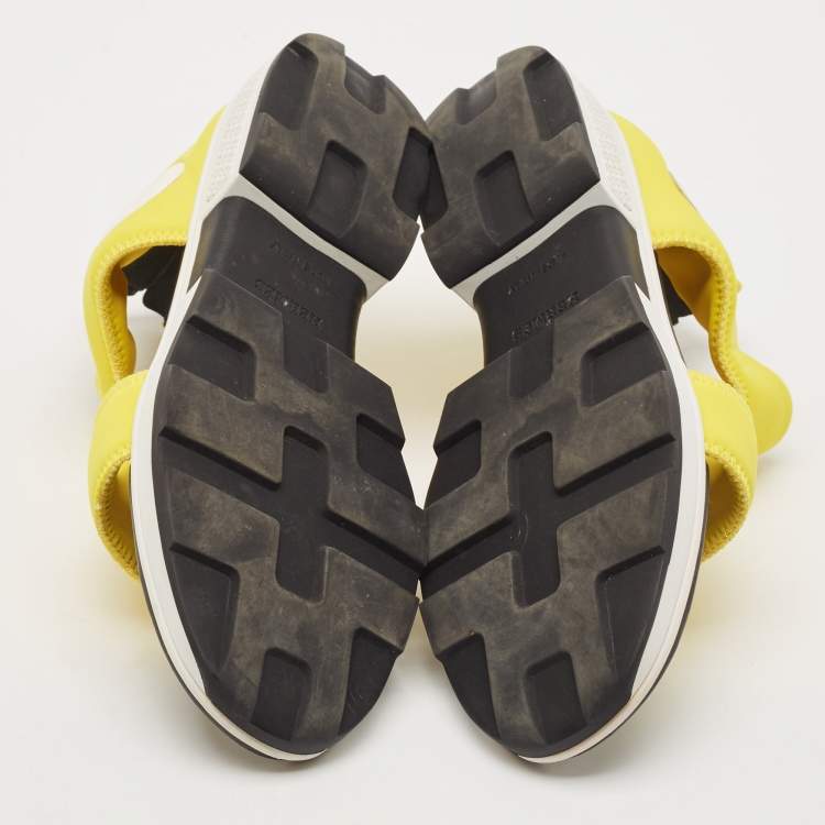 Pre Owned Hermes Yellow Neoprene Flat Sandals Size 37