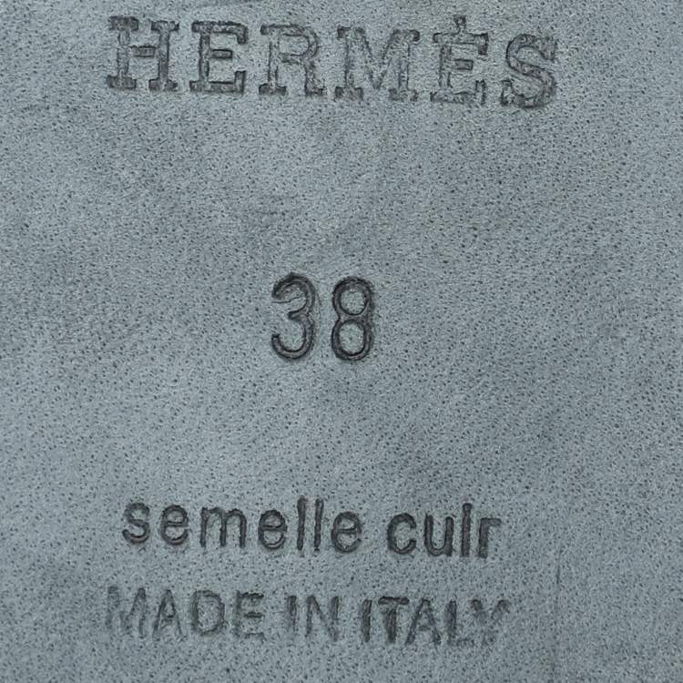 Pre Owned Hermes Blue Crystal Embellished Leather Oran Sandals Size 38