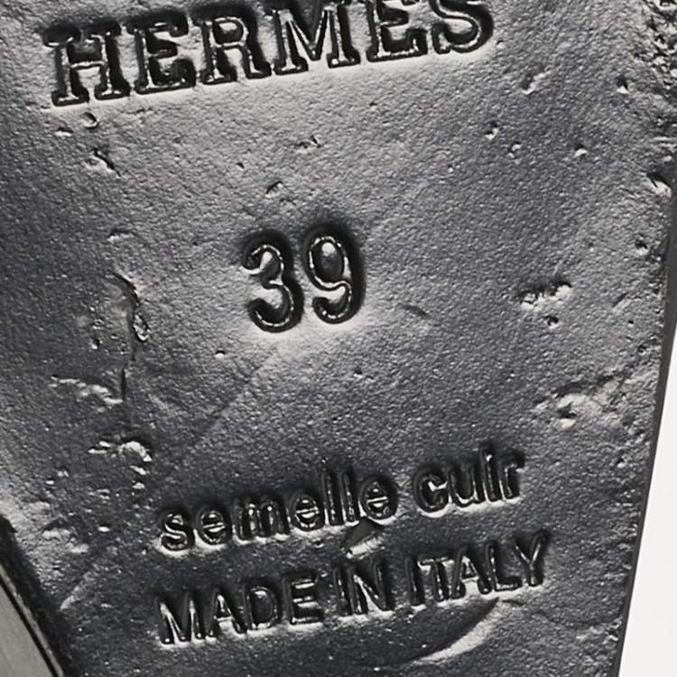 Pre Owned Hermes Black Lizard Legend Wedge Sandals Size 39