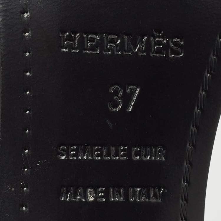 Pre Owned Hermes Pink/Black Suede and Crystal Premiere Sandals Size 37