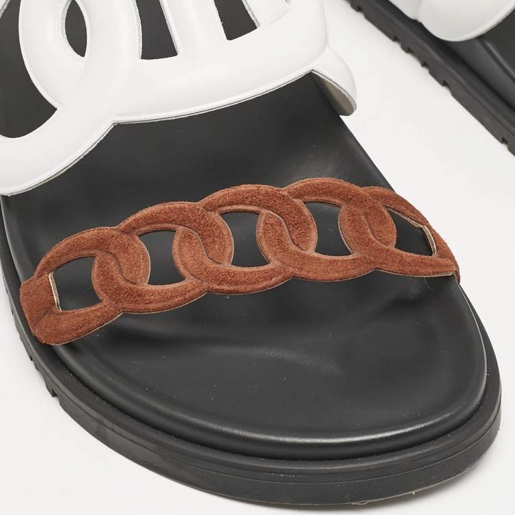 Pre Owned Hermes Multicolor Leather and Suede Extra Sandals Size 38