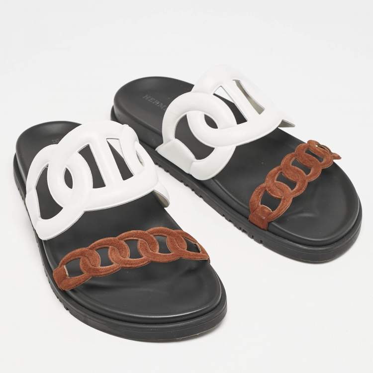 Pre Owned Hermes Multicolor Leather and Suede Extra Sandals Size 38