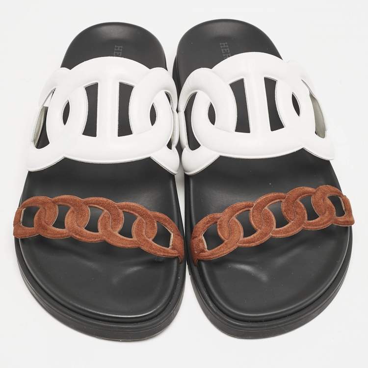 Pre Owned Hermes Multicolor Leather and Suede Extra Sandals Size 38
