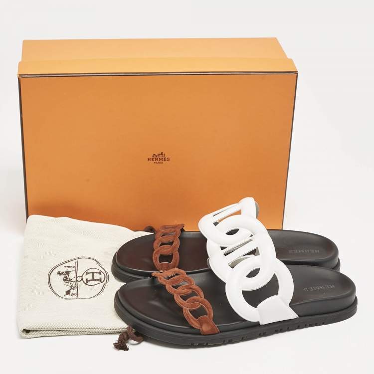 Pre Owned Hermes Multicolor Leather and Suede Extra Sandals Size 38