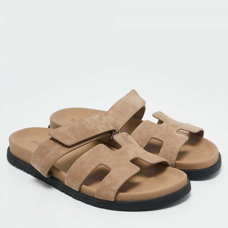 Pre Owned Hermès Beige Suede Chypre Sandals Size 40