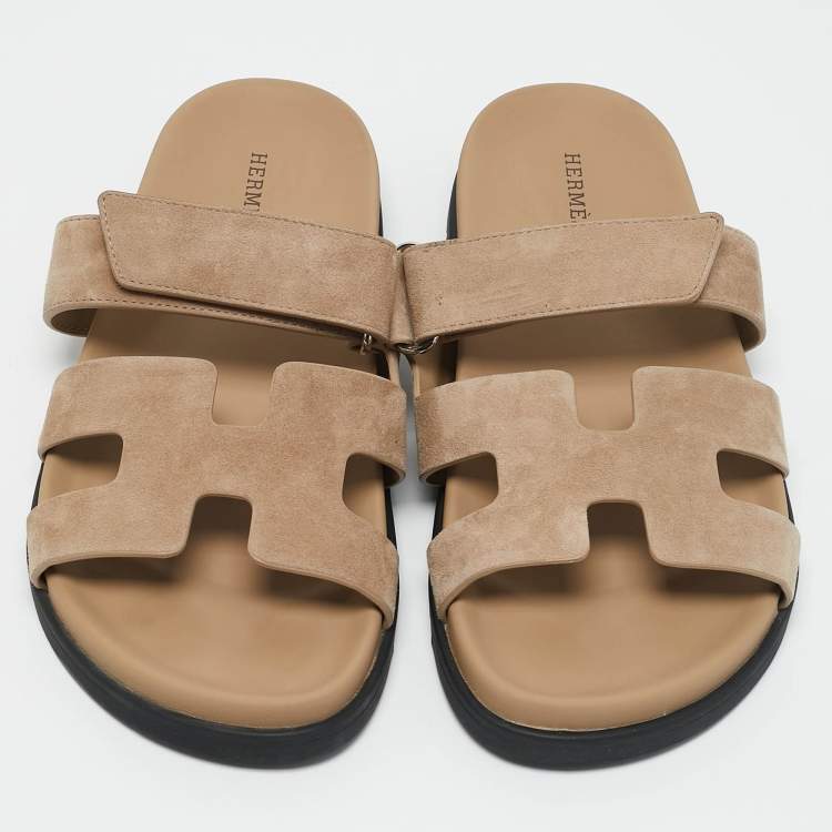Pre Owned Hermès Beige Suede Chypre Sandals Size 40