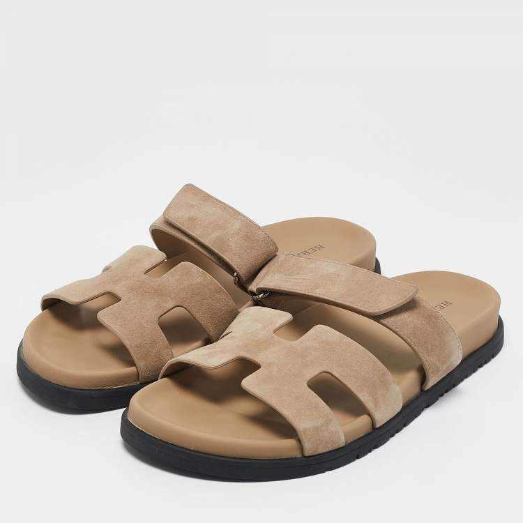 Pre Owned Hermès Beige Suede Chypre Sandals Size 40
