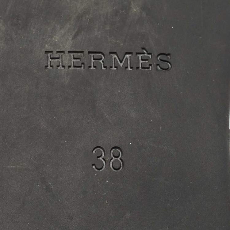 Pre Owned Hermes Black Jelly Chaine d'Ancre Rivage Slide Flats Size 38