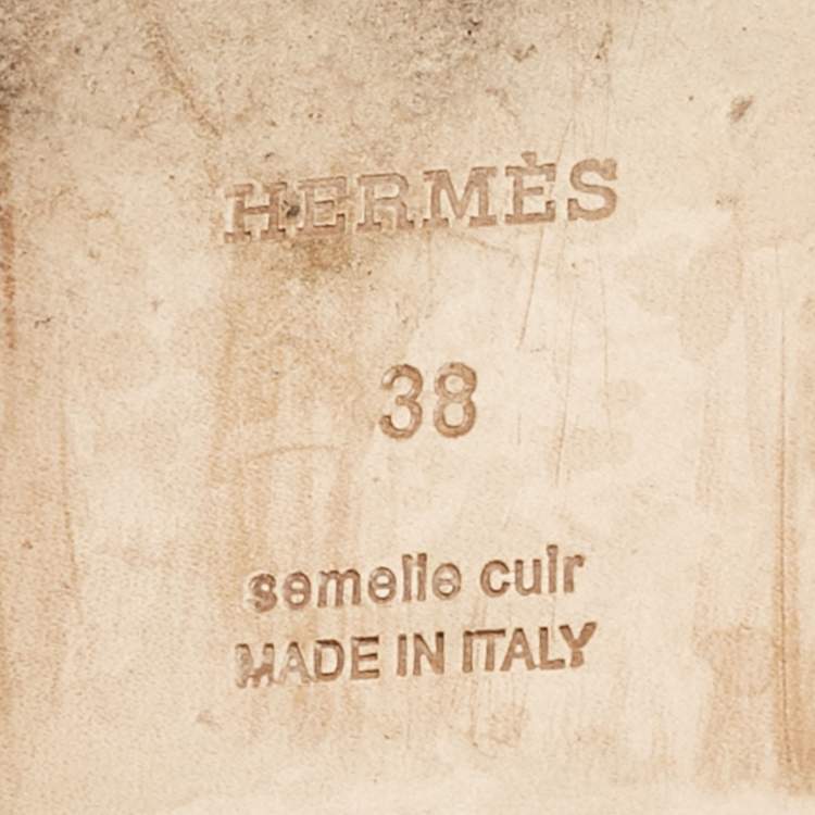 Pre Owned Hermes Green Alligator Leather Oran Flat Slides Size 38