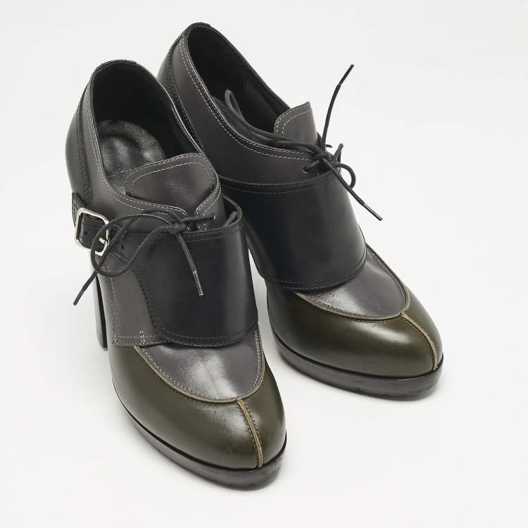 Pre Owned Hermes Multicolor Leather Harnais Booties Size 38.5