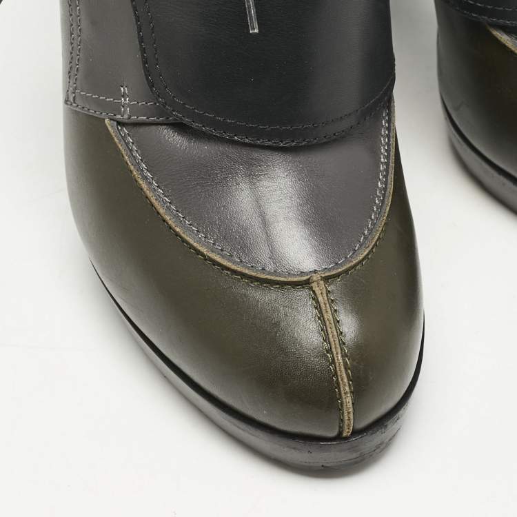 Pre Owned Hermes Multicolor Leather Harnais Booties Size 38.5