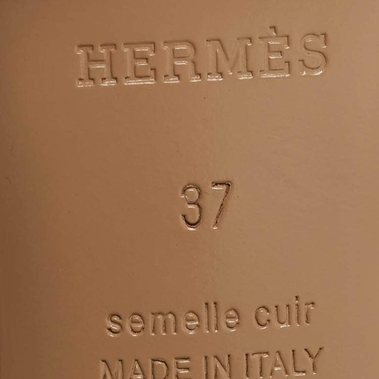 Pre Owned Hermes Beige Leather Eternite Slingback Sandals Size 37