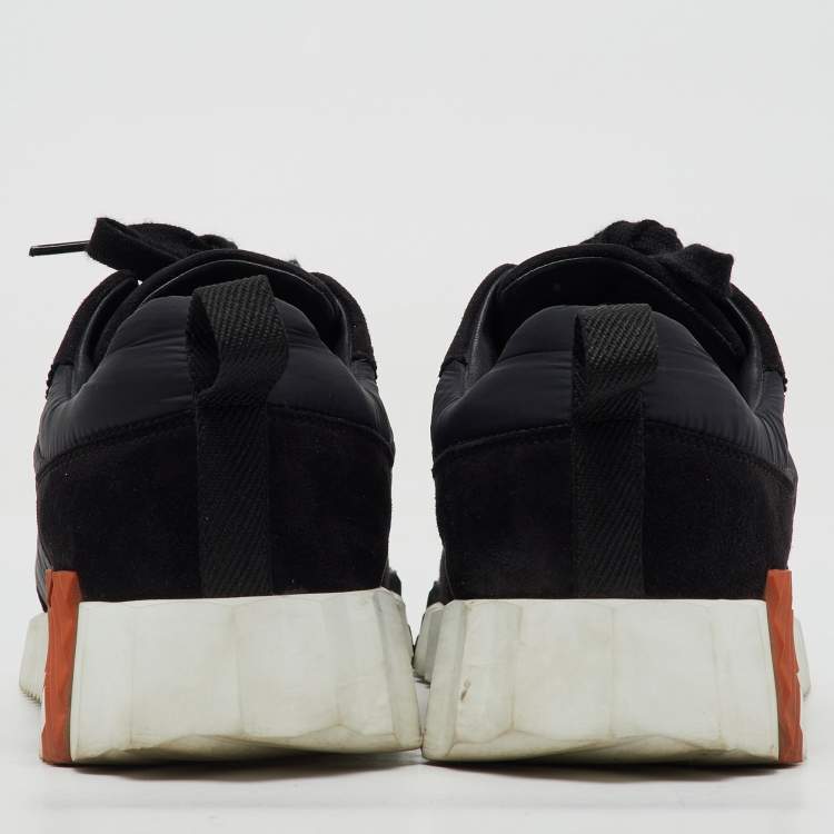 Pre Owned Hermes Black Nylon and Suede Bouncing Low Top Sneakers Size 39.5