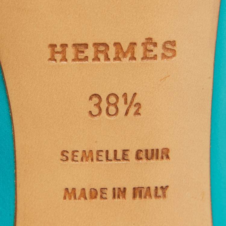 Pre Owned Hermes Blue Leather V-Neck Peep Toe Platform Pumps Size 38.5