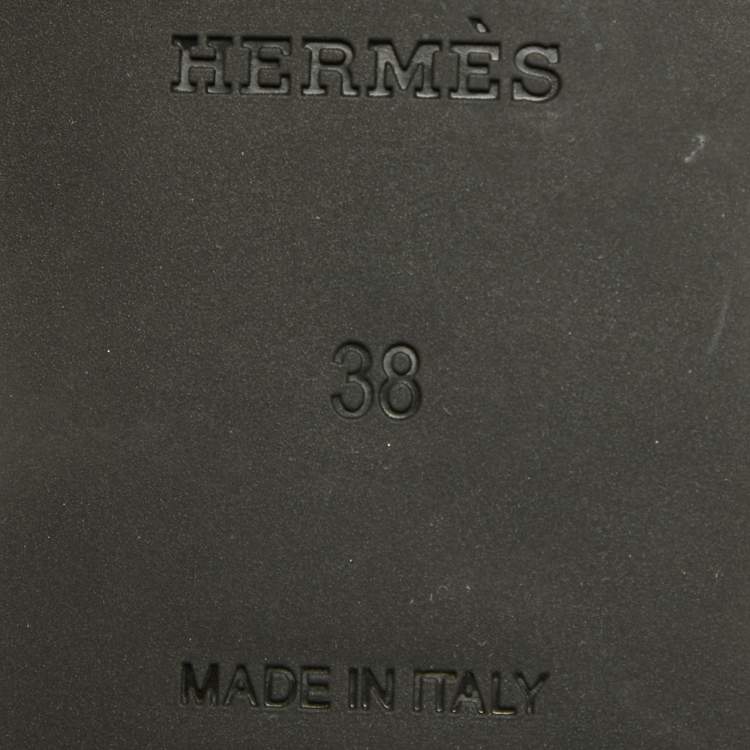 Pre Owned Hermes Black Rubber Aloha Flat Slides Size 38
