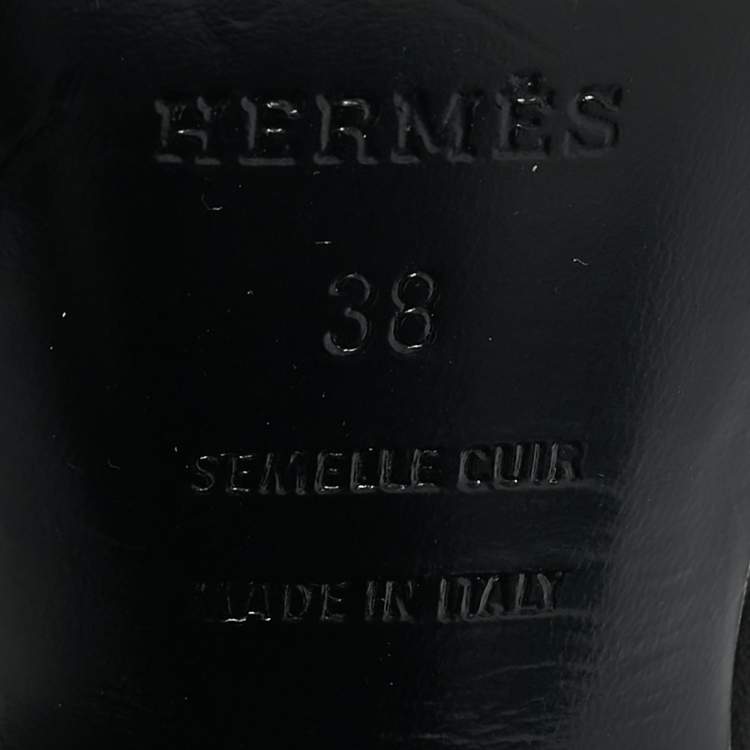 Pre Owned Hermes Black Suede Ankle Strap Platform Sandals Size 38
