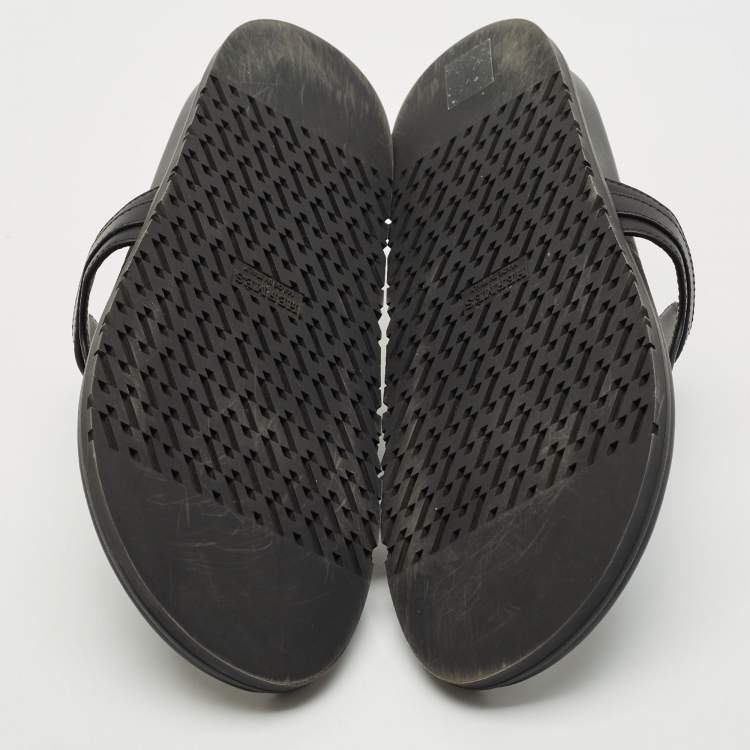 Pre Owned Hermes Black Leather Empire Sandals Size 39