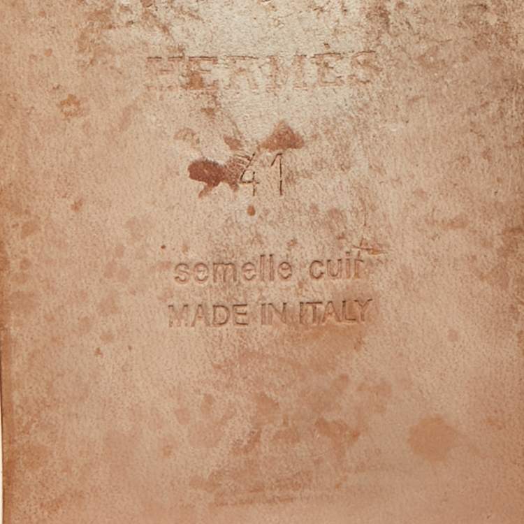 Pre Owned Hermes Brown Leather Aloha Sandals Size 41