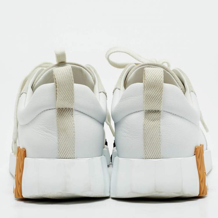 Pre Owned Hermès White Leather and Suede Bouncing Low Top Sneakers Size 40
